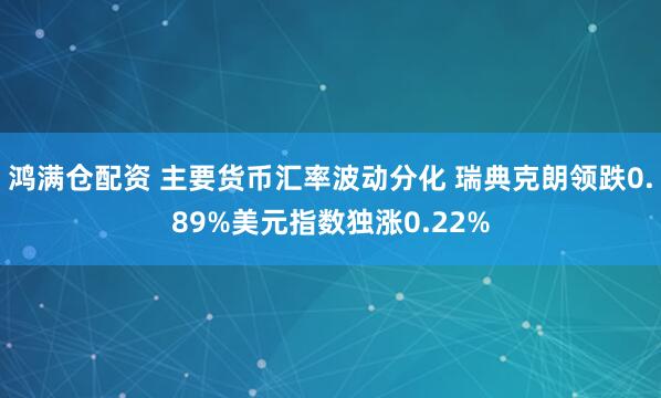 鸿满仓配资 主要货币汇率波动分化 瑞典克朗领跌0.89%美元指数独涨0.22%